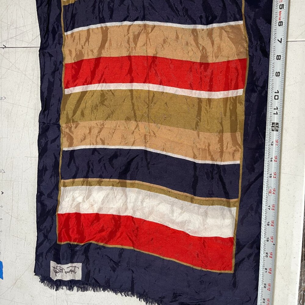 VINTAGE MADE IN ITALY JAQUES PIAGET BLUE SCARF 100% POLYESTER 50" X 17.5"